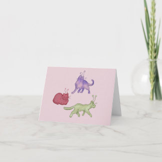 Alien Cats Whimsical Space Cat Funny Sci-Fi Thank You Card