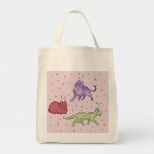 Alien Cats Whimsical Space Cat Funny Sci-Fi Tote Bag