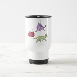 Alien Cats Whimsical Space Cat Funny Sci-Fi Travel Mug