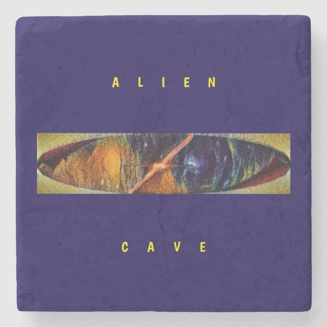 Alien Cave - Purple  Stone Coaster (Front)