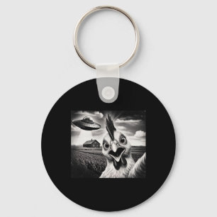 Alien Chicken Selfie With Ufo Key Ring
