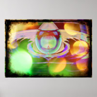 Alien Chicken Spacecraft Scifi Abstract Poster