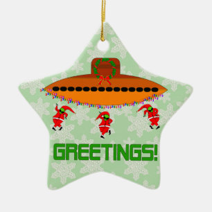 Alien Christmas Ceramic Tree Decoration