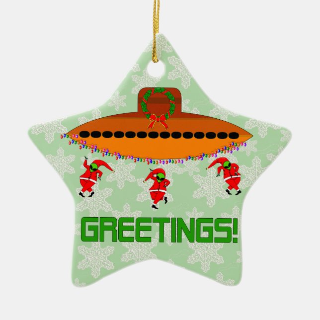 Alien Christmas Ceramic Tree Decoration (Front)