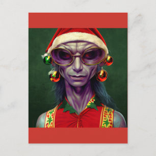 Alien Christmas Hippie Elf Gift. T-Shirt Postcard