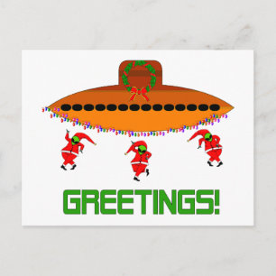 Alien Christmas Holiday Postcard