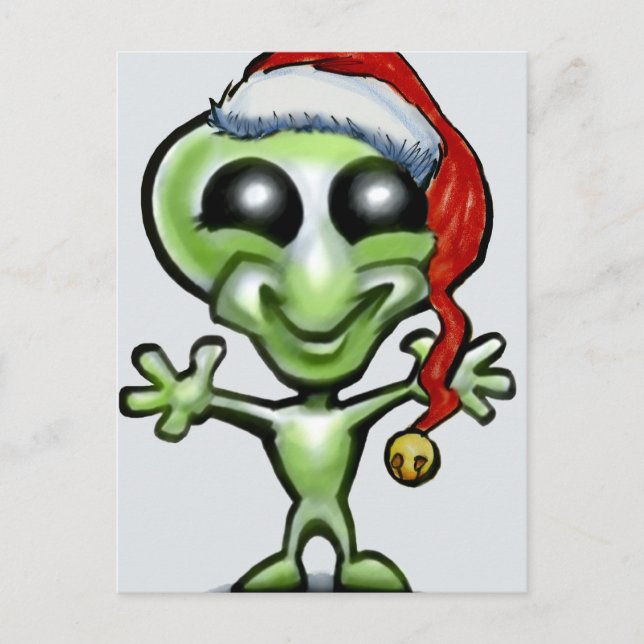 Alien Christmas Holiday Postcard (Front)