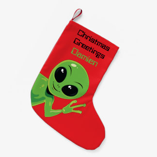 Alien Christmas Personalised Extraterrestrial Small Christmas Stocking