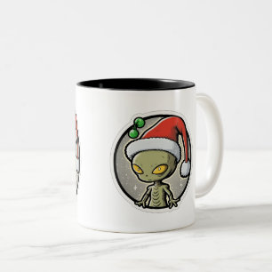 Alien Christmas Sticker Art Two-Tone Mug, 11 oz  Coffee Mug