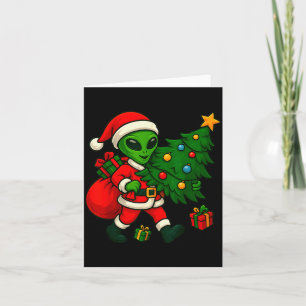 Alien Christmas Tree Xmas Lights Funny Holiday Men Card