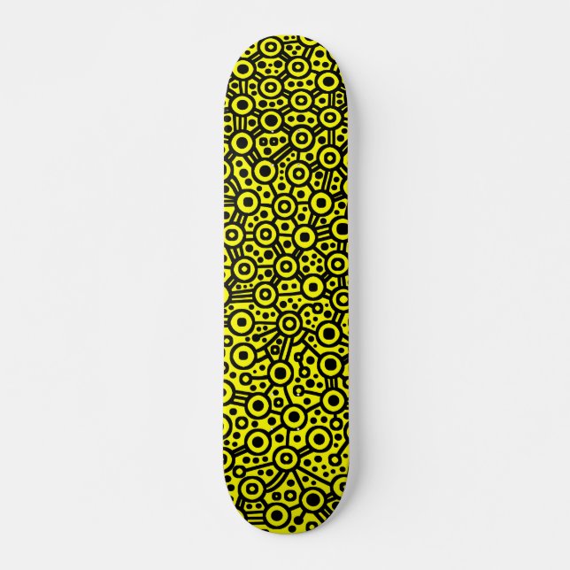 Alien Circuit III - Black on Yellow Skateboard (Front)