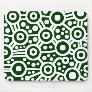 Alien Circuit - White on Dark Green Mouse Pad