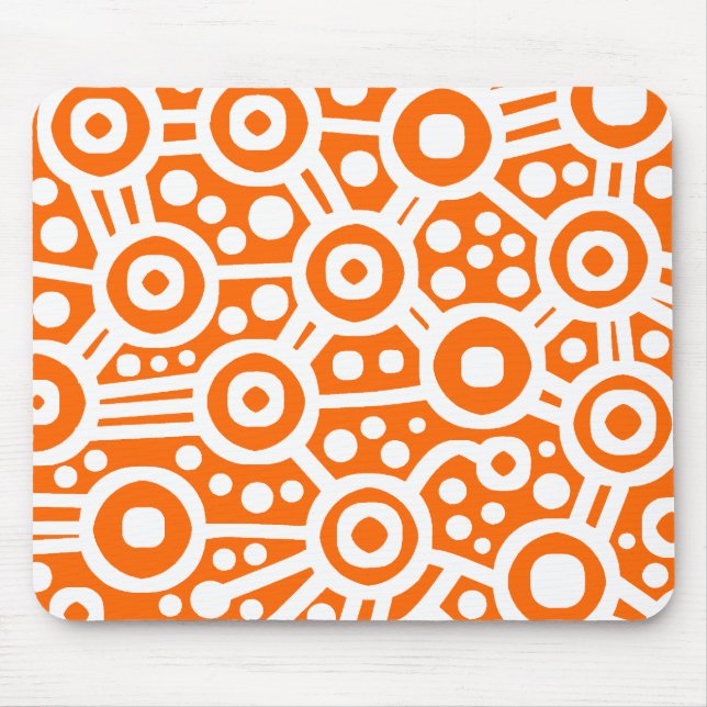 Alien Circuit - White on Orange Mouse Pad (Front)