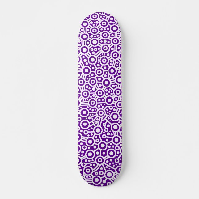 Alien Circuit - White on Violet Skateboard (Front)