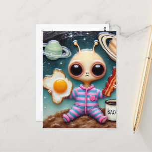 Alien Coffee With Bacon and Eggs Postcard
