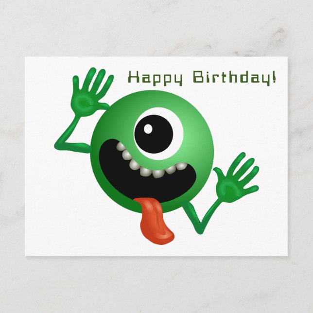 Alien Coming to Birthday Postcard (Front)