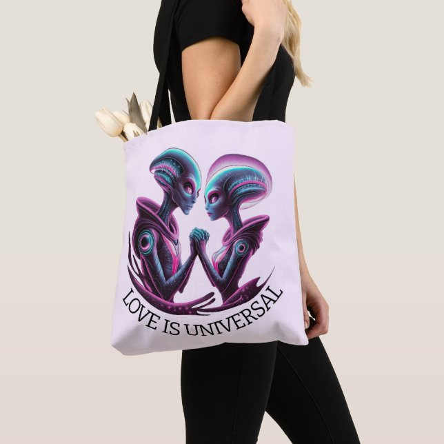 Alien Couple Tote Bag (Close Up)