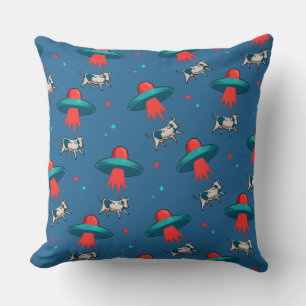 Alien Cow Abduction Throw Pillow