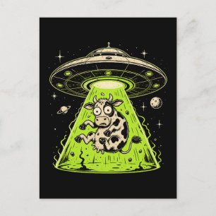 Alien Cow Abduction Weirdcore Surreal Postcard