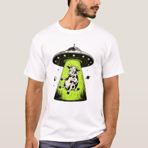 Alien Cow Abduction Weirdcore Surreal T-Shirt