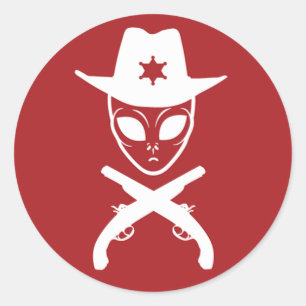 Alien Cowboy Classic Round Sticker