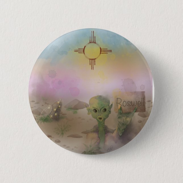 Alien Crash spaceship Roswell New Mexico  6 Cm Round Badge (Front)