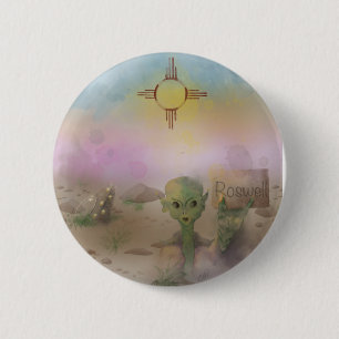 Alien Crash spaceship Roswell New Mexico  6 Cm Round Badge