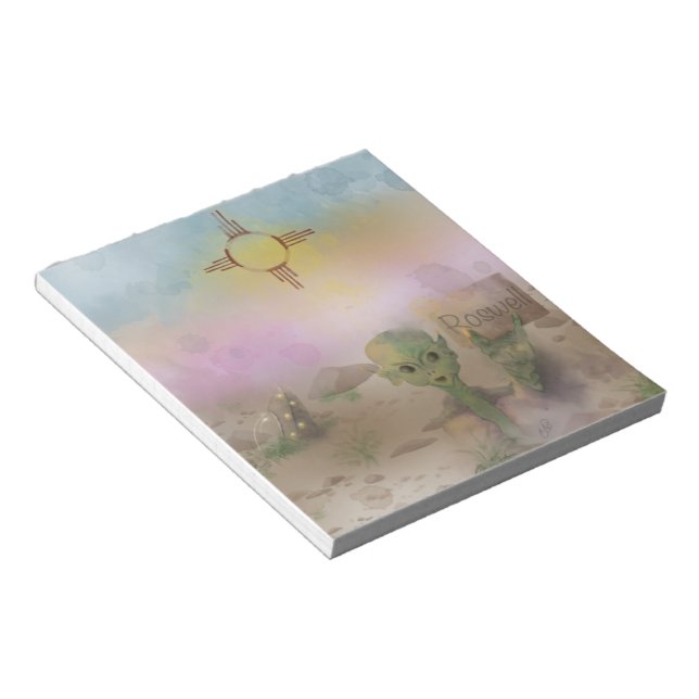 Alien Crash spaceship Roswell New Mexico  Notepad (Angled)