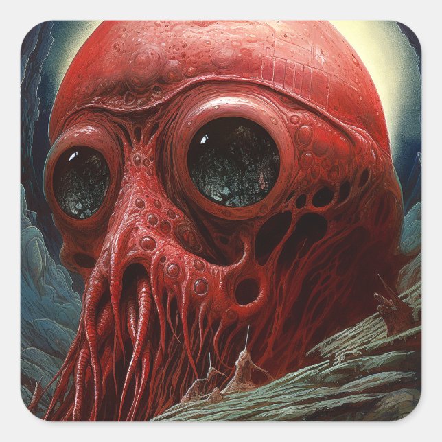 Alien Creature Sci-fi Horror Art Square Sticker (Front)