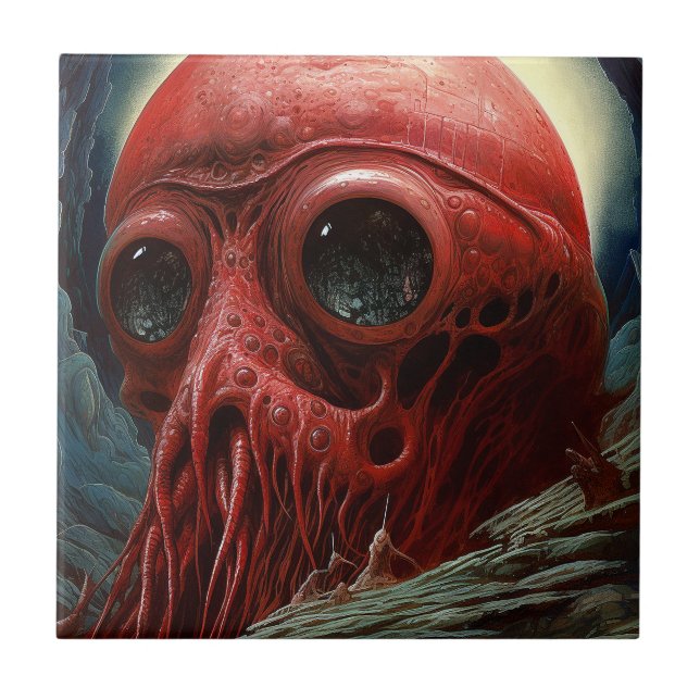 Alien Creature Sci-fi Horror Art Tile (Front)
