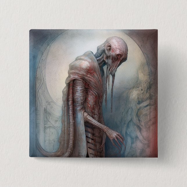 Alien Creature Science Fiction 15 Cm Square Badge (Front)