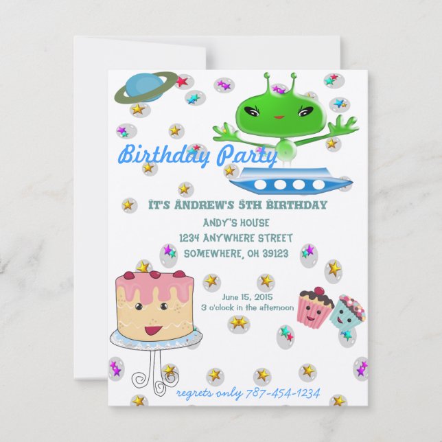 Alien Days Invitation Birthday Party (Front)