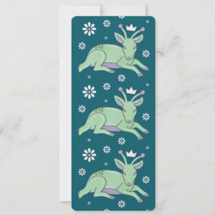 Alien Deer Folk Art Whimsical Green Fawn Card