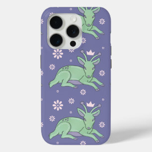 Alien Deer Folk Art Whimsical Green Fawn iPhone 15 Pro Case