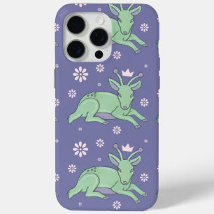 Alien Deer Folk Art Whimsical Green Fawn iPhone 15 Pro Max Case