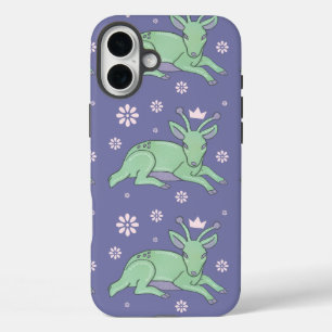 Alien Deer Folk Art Whimsical Green Fawn iPhone 16 Plus Case