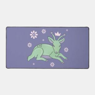 Alien Deer Folk Art Whimsical Green Fawn Desk Mat