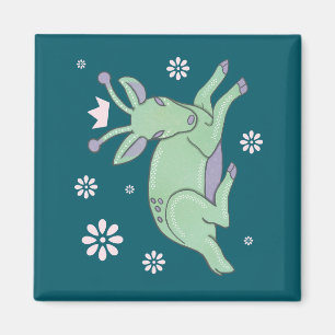 Alien Deer Folk Art   Whimsical Green Fawn Magnet