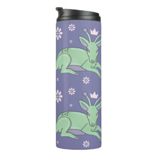 Alien Deer Folk Art   Whimsical Green Fawn Thermal Tumbler