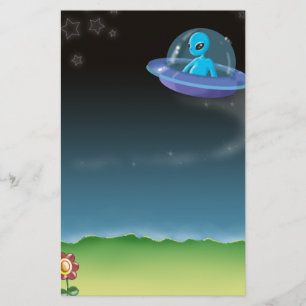 alien discovers a pretty earth flower stationery