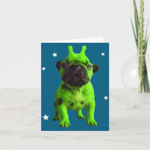Alien Dog Meme Retro Silly Dog Vintage Space Bble  Card