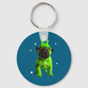 Alien Dog Meme Retro Silly Dog Vintage Space Bble  Key Ring