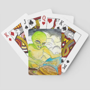 Alien Drummer Playing Cards