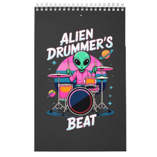 Alien Drummer's Beat T-shirt - Funky Alien Graphic Calendar