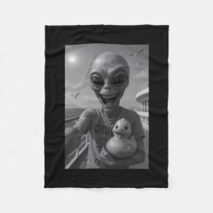 Alien Duck Cruise Holiday – Funny Alien Duck Fleece Blanket