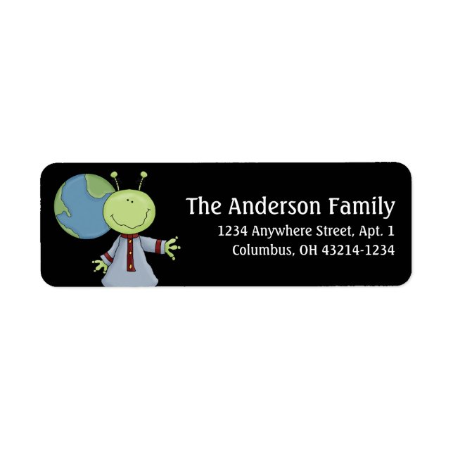 Alien & Earth Space Theme Return Address Label (Front)