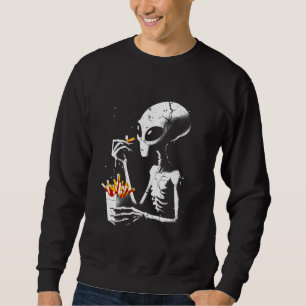 Alien Eating French Fries - Funny Graphic Alien UF Sweatshirt