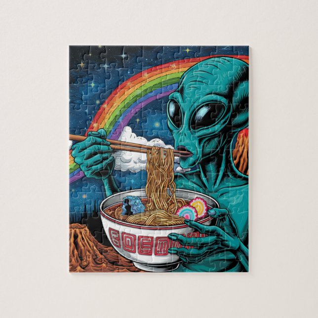 Alien Eating Noodles Jigsaw Puzzle (Vertical)