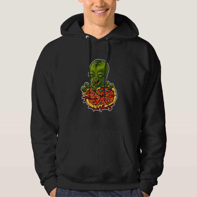 Alien Eating Pizza Hoodie (Front)