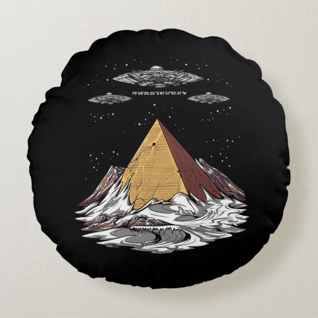 Alien Egyptian Pyramids Antarctica Conspiracy Round Cushion (Front)
